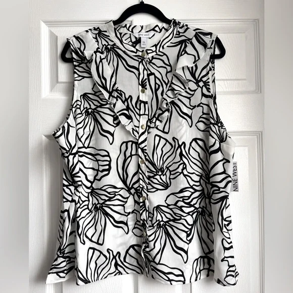 NWT Nine West Ruffle Sleeveless Blouse, Size XXL - Picture 3 of 13